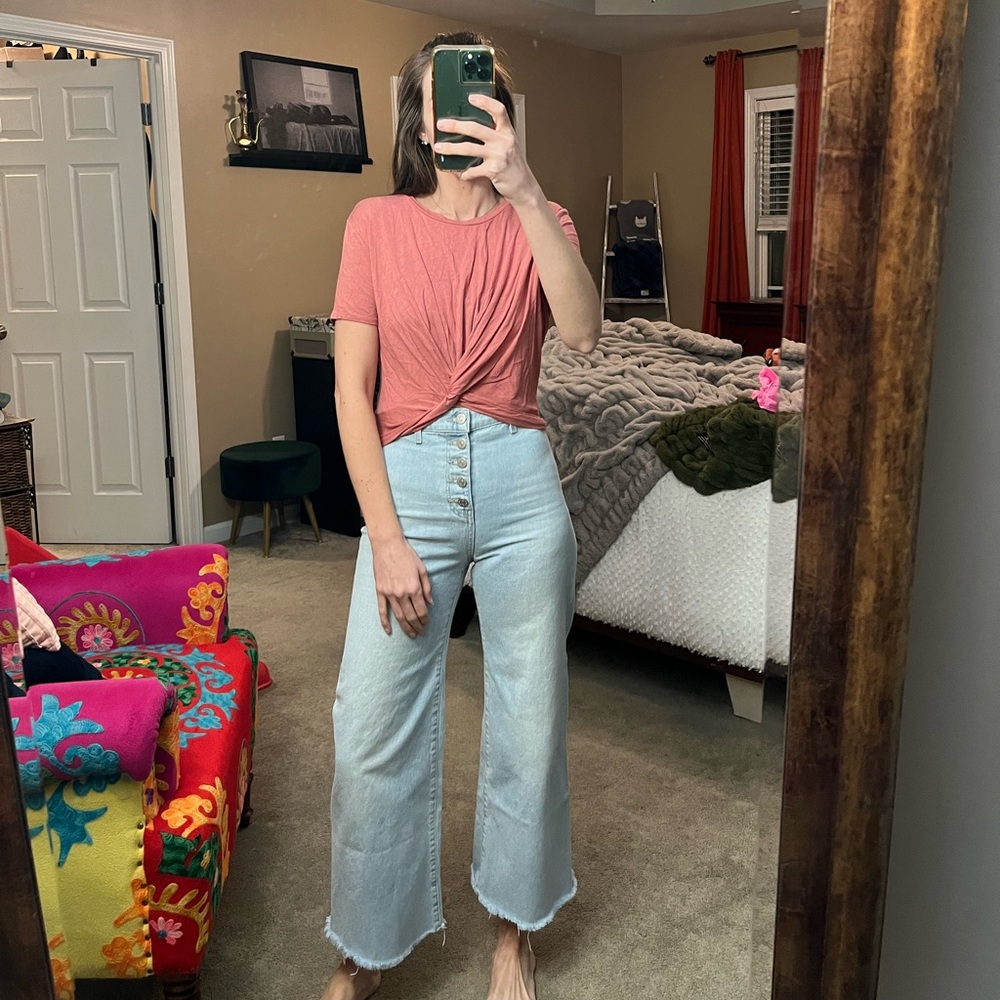 Sage the Label | Pink Short Sleeve Twist Top | Small